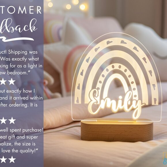 Boho Rainbow Custom Name Light | Personalized LED Cloud Sign | Kids Gift - Picture 6 of 7
